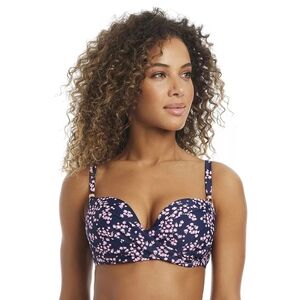 Draper James | NWT Navy & Pink Floral Twist Bikini Top Size Large